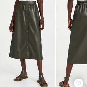 Sea vegan leather midi skirt